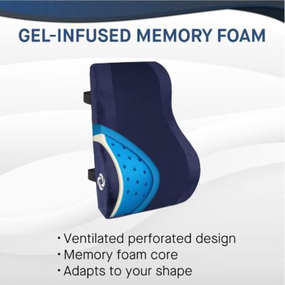 Samsonite Ergonomic Lumbar Support Pillow for Office Chair and Car Seat - Memory Foam Back Support Lumbar Pillow, Premium Cushion Chair Support for Lower Back Pain Relief and Versatile Use (Navy) - Image 4