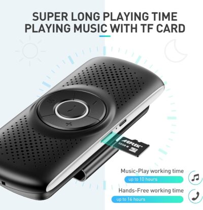 AGPTEK Car Speaker with Bluetooth 5.3, Hands Free Phone Kit for Calls, GPS & Music with TF Card Slot, Instant Connect, Siri Google Assistant Support Wireless Car Visor Clip Speakerphone (Black) - Image 8