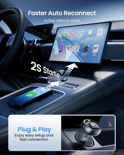 Mini Wireless CarPlay Adapter for iPhone, Android Auto Wireless Adapter (2026 Upgrade) - Plug & Play, Zero Delay, Stable Connection for 2016+ Cars, One-Click Switch - Image 7