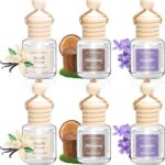 Car Air Freshener 6 Pack, Vanilla Cream,Mahogany & Lavender 3 Natural Scent, Long Lasting Essential Oil Fragrance Diffuser, Hanging Air Freshener Cute Car Accessories Interior for women