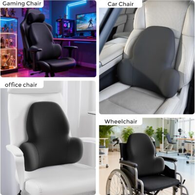 Lumbar Support Pillow with Fixed Chuck | Ergonomic Memory Foam Cushion | Washable Cover | Back Pain Relief & Posture Improvement | Fits Car/Office/Gaming Chairs/Wheelchairs & Home - Image 8