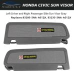 Nakuuly Left Driver and Right Passenger Side Sun Visor Atlas Gray Compatible with Honda Civic 2006 2007 2008 2009 2010 2011 Replaces # 83280-SNA-A01ZA 83230-SNA-A01ZA - Image 2