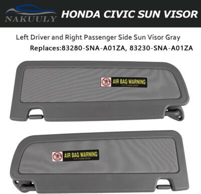 Nakuuly Left Driver and Right Passenger Side Sun Visor Atlas Gray Compatible with Honda Civic 2006 2007 2008 2009 2010 2011 Replaces # 83280-SNA-A01ZA 83230-SNA-A01ZA - Image 2
