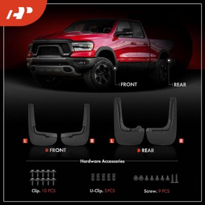 A-Premium Set of 4PCS Mud Flaps Splash Guards Mudguards Mudflaps with Hardware Kits Accessory Compatible with Chrysler Pacifica 2017-2025, Voyager 2020-2025, Front and Rear, Driver & Passenger Side - Image 2