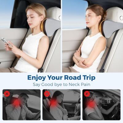 BEBAS Car Headrest Pillow, Ergonomic Neck Pillow with Memory Foam, Universal Car Head Rest Support for Driving Comfort, Breathable Removeable Seat Pillow for Pain Relief (Black, 1 Pack) - Image 5