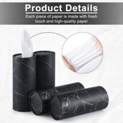 SINGARO Car Tissue Holder, 4 Pack Car Cup Holder Facial Tissues with Travel Tissue Bag, Quick and Convenient Flower Combination Car Tissue Box(4 Canisters/200 Tissues) Black - Image 3