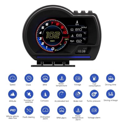 OBD2 Gauge Display, Heads Up Display for Cars, Digital Speedometer for Car with Water Temperature, Voltage, Fuel Consumption, RPM, Overspeed Alarm,obd2 Gauge Speedometer Suitable for All Car - Image 4