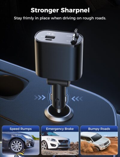 SUPERONE Retractable Car Charger for iPhone with Dual Type C Cables, 4 in 1 USB C Car Charger Adapter with 69W Fast Charging Compatible with iPhone 17 16 15 14 13 12 11 Pro/XS/XR/SE/iPad/Airpods - Image 7