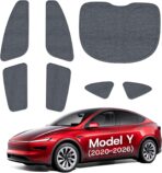 Upgrade Side Window Sunshade for Tesla Model Y (Juniper) 2020-2026 [100% Sun Blockage & Plush Cotton-Linen Fabric] Perfect Camping & Privacy Shade Set for Tesla Model Y Accessories 7Pcs