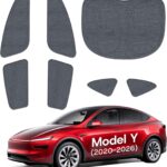 Upgrade Side Window Sunshade for Tesla Model Y (Juniper) 2020-2026 [100% Sun Blockage & Plush Cotton-Linen Fabric] Perfect Camping & Privacy Shade Set for Tesla Model Y Accessories 7Pcs