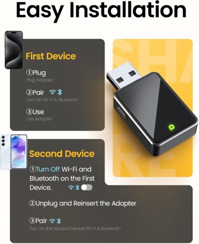 Mini Wireless CarPlay Adapter for iPhone & Android Auto (2026 Upgrade), No Delay, One Click Multi Device Switch, Fast Stable Connection, Plug & Play, Converts Wired to Wireless for 2016+ Cars. - Image 2