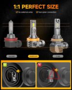 FAHREN 2026 Upgraded H11/H9/H8 9005/HB3 light Bulbs combo, 𝟏𝟏𝟎,𝟎𝟎𝟎𝐋𝐌 𝟏𝟐𝟎𝟎% Brighter 6500K with Cooling Fan H11 9005 Light Kits, 1.1 Mini Size H9 Bulb, CANBUS Ready Plug And Play, Pack Of 4 - Image 3