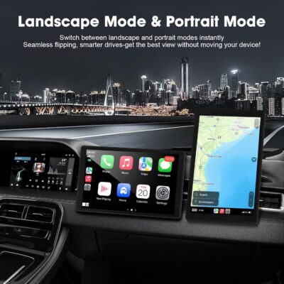 8'' Wireless Carplay Screen for Car, Portable Apple Car Play & Android Auto Car Stereo HD Touchscreen, Vertical/Horizontal Mode, Magnetic Mount, 5.0G WiFi, Voice Control & GPS Navigation - Image 5