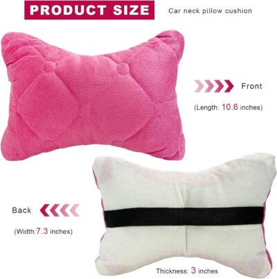 2PCS Car Headrest Pillow, Soft Comfortable Vehicle Neck Pillow Head Rest Pad, Breathable Auto Seat Headrest Neck Support Relieving Driving Fatigue, Universal Car Accessories (Pink) - Image 2