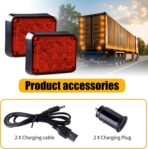 2PCS Amber LED Emergency Strobe Lights, Magnetic Strobe Flashing Beacon Lights Rechargeable Wireless Battery Powered 12-LED Caution Safety Warning Lights for Trucks Trailers Car Van ATV Tow - Image 7