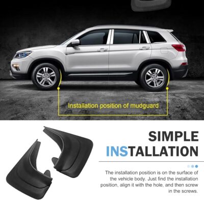 2 PCS Mud Flaps, Tire Rear Trim, 8.27 x 12.6In Splash Guards Accessories, Universal Guards Auto Car (Black) - Image 4