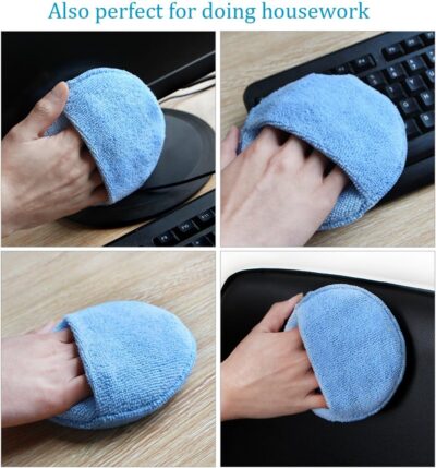AutoCare Microfiber Wax Applicator, Ultra-Soft Pads with Finger Pocket for Cars, Foam Sponge (Blue, 5" Diameter, Pack of 10) - Image 8