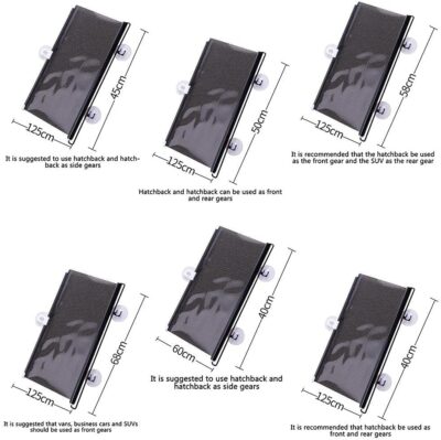 Car Sunshade, Retractable Car Sunshade Car Sun Automatic Block Visor Shade for Car Blackout Curtain (50 * 125cm(Black)) - Image 3