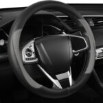 Car Steering Wheel Cover,Microfiber Leather Steering Wheel Cover Universal 14.5-15 inch, Anti-Slip Breathable Auto Wheel Cover Protector for Men Women (Black&Gery)