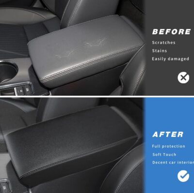 INTGET Center Console Cover for 2025 2026 Honda Civic Accessories 2022 2023 2024 Leather Interior 11th gen Civic Sport Hatchback Car Arm Rest Armrest Cover Lid Protector Seat Elbow (Gray Stitches) - Image 3