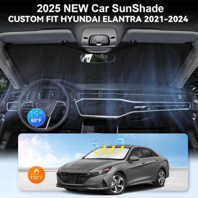 Custom Fit Sunshade for Elantra Windshield Sun Shade for 2021-2024 2025 2026 Hyundai Elantra Accessories Heat Insulation and Cooling Front Window Cover for Windshield for Elantra Interior Protection - Image 4