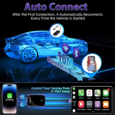 Wireless Carplay Adapter, 2025 Upgrade Converts Wired to Wireless Adapter for iPhone, Auto Connect Dongle for Apple Car Play, Bluetooth No Delay Control for Cars from 2016 and iOS 10+, Black - Image 9
