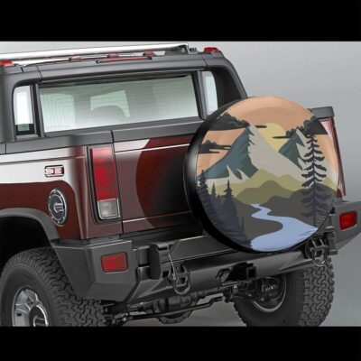 Camper Spare Tire Cover Mountain Adventure Wheel Protectors Tyre Covers Weatherproof Wheel Covers Universal Fit for Trailer Rv SUV Truck Camper Travel Trailers 14" - Image 2
