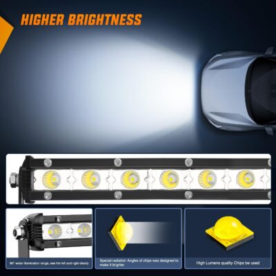 Nilight Single Row LED Light Bar Ultra-Slim Flood Light Bar 13 Inch 36W Fog Driving Work Roof Bumper Lighting for Offroad 4x4 Trucks Polaris RZR SUV ATV UTV - Image 3