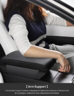 TPARTS Leather Armrest Support Cushion for All Tesla Model 3/Y/X/S Tesla Armrest Decor Interior Accessories Memory Foam Console Pillow Elbow Rest Cover Pad (Black) - Image 2