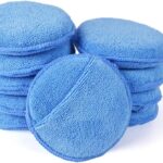 AutoCare Microfiber Wax Applicator, Ultra-Soft Pads with Finger Pocket for Cars, Foam Sponge (Blue, 5" Diameter, Pack of 10)