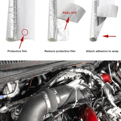Car Exhaust Heat Shield, 1/4" I.D. × 3 FT Aluminized Sleeving Side Entry High Temp Thermal Barrier, Reflective Heat Protection Fire Sleeve for Automotive Hoses Wire Harnesses Cables - Image 3