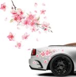 Cherry Blossom Car Sticker Decal, Automotive Vinyl Pink Flower Scratch Cover Decor Sticker, Waterproof Sakura Decals for Car Motorcycle Home Decor, Universal Car Accessories (Style 2)