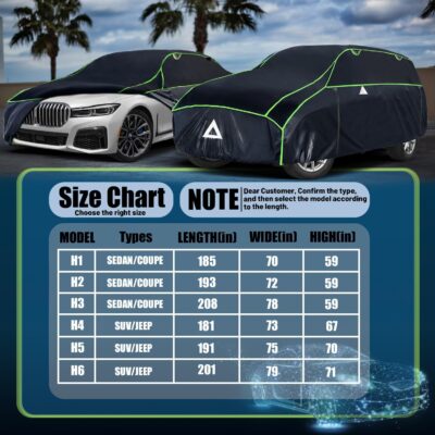 Hail Protector Car Cover, Anti Hail Thickened Multi-Layered EVA Car Cover Waterproof All Weather Protection with Car Sun Visor,Outdoor Hail Protection Cover, Fit Sedan/Coupe-Length 186-193 Inch. - Image 6