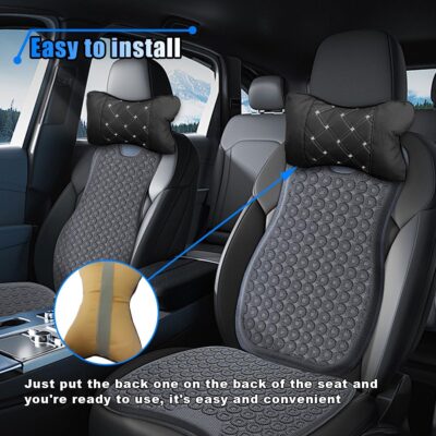 2PCS Car Neck Pillow, Breathable Car Head Neck Rest Cushion, Soft Pillow for Relieving Stiffness, Comfort Car Seat Neck Support Pillow (Black/White) - Image 5