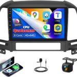 4GB+64GB, 8 Core Qualcomm Car Stereo Radio for Hyundai Santa Fe 2006-2012 Android 13 Wireless CarPlay Android Auto 9 Inch IPS Touchscreen GPS Navigation Bluetooth 5.1 DSP WiFi AHD Backup Camera SWC
