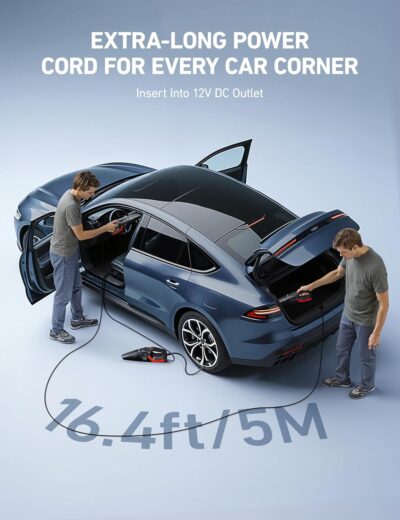 AstroAI 4-in-1 Car Vacuum Cleaner and Tire Inflator Portable with Accessories Air Compressor Digital Dual Values Display, 150 PSI Car Tires Air Pump with LED Light, 12V DC, 16.4FT Cord for Auto - Image 7