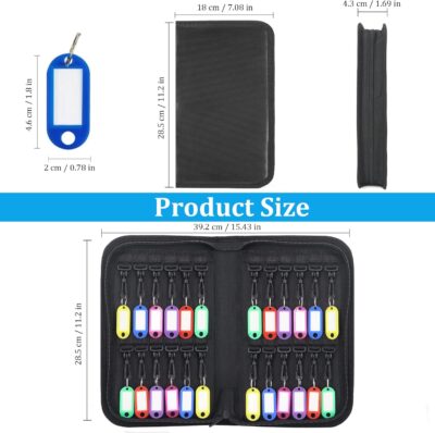 Portable Key Organizer Case 24 Hooks Waterproof & Fireproof, Key Binder Storage Box Bag for Estate Sales, Hotel Executives, Landlord, Car Rental (Black, 24) - Image 2