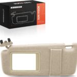 A-Premium Driver Left Side Sun Visor Compatible with Toyota Camry 2007 2008 2009 2010 2011 - with Vanity Mirror, Without Vanity Light, Beige Color - Replaces 74320-06780-E0, 7432006780E0