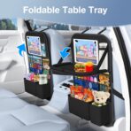 Car Backseat Organizer with Table Tray(2-Pack) 9 Storage Pockets Backseat Car Organizer and storage with Tablet Holder, Kick Mats Back Seat Cover for Kids family Road Trip Essentials Travel - Image 2
