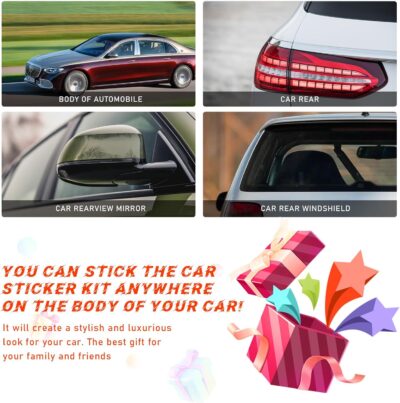 6PCS Car Hood Stripe Sticker, Vinyl Auto Body Side Rearview Mirror Decal, Sports Racing Stripe Graphic Decal Stickers, Universal Vehicle Exterior DIY Decoration Accessories (Black) - Image 6