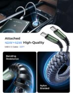 AINOPE 90W for Phone 17/16/15 Pro Max Car Charger USB C Fast Chage, [Mini&Metal] Invisible Cigarette Lighter Adapter with 3FT USB C to C Cable for iPhone 17/17 Pro/17e/16/15 Pro Max/Plus/16e, Kids - Image 7