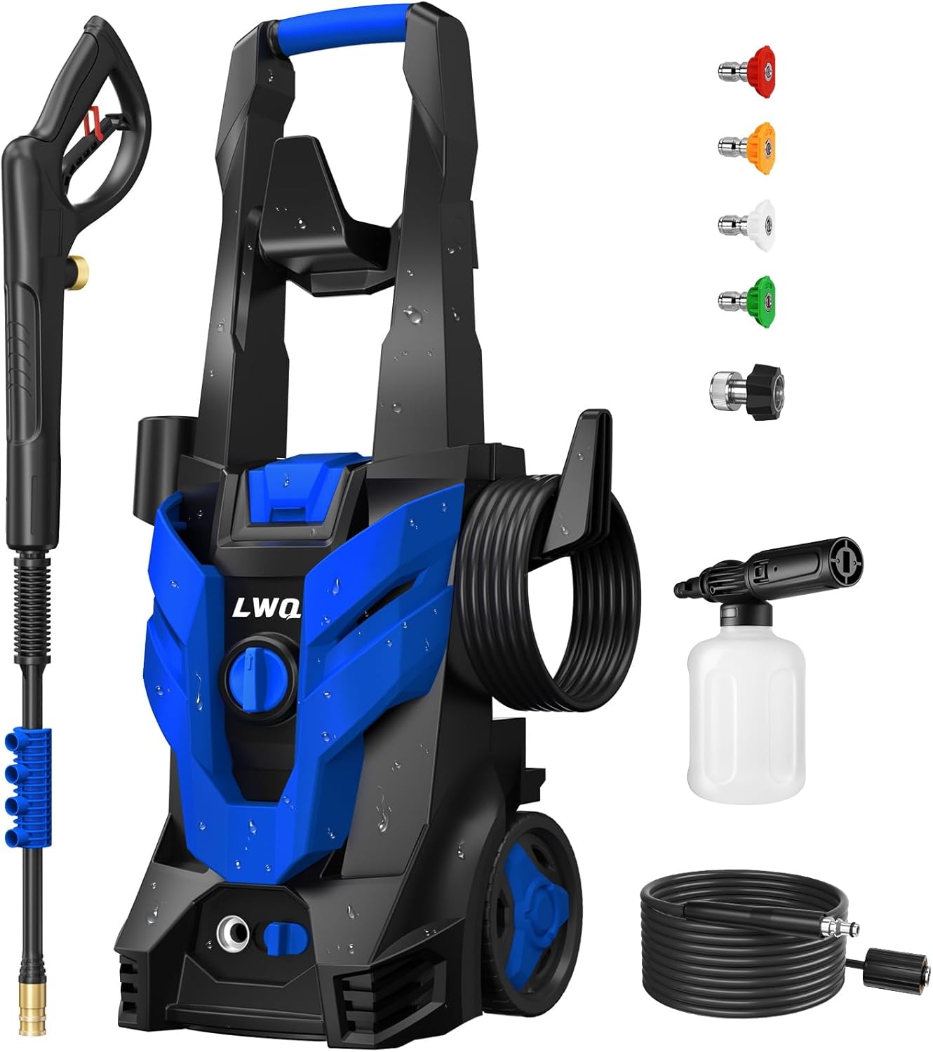 71KnQCpSn8L._AC_SL1500_.jpg Pressure Washer, Power Washer with 4 Quick Connect Nozzles 1 Foam Cannon, High Pressure Cleaning Machine for Cars/Fences/Driveways/Patios/Farms/Home Cleaning - Image 1