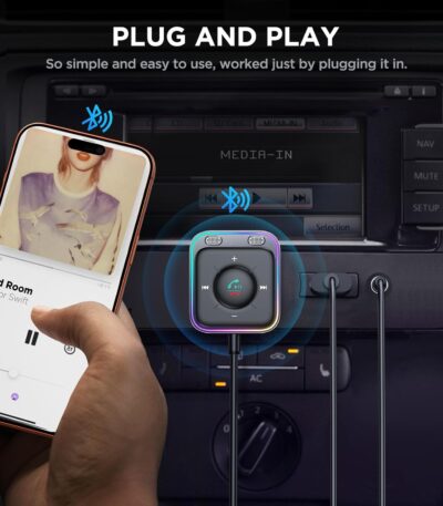 JOYROOM Bluetooth 6.0 AUX Car Adapter, Dual Mics Noise Cancellation, Plug-and-Play, Multifunction Button, 3.5mm Audio Adapter Bluetooth Receiver for Car Hands-Free Calls & Music, 2026 Upgrade, Black - Image 5