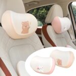 Car Headrest Pillow 2PCS Auto Headrest Cushion Memory Foam Car Seat Neck Pillow - Comfort and Style On The Go Memory Foam Head Pillow Bear and Bunny Neck Support (Bear & Rabbit)