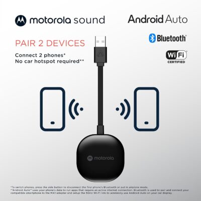 Motorola Sound MA1, the Only Google Authorized Wireless Android Auto Car Adapter, Smartphone to Screen Wireless Bridge Car Accessories, USB Type-A - Image 8