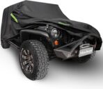 Waterproof Cover for Jeep Wrangler JK JL CJ YJ TJ 4 Door 1987-2026 Outdoor Sun Rain Wind Snow Protection Dustproof Covers with Driver Door Zipper Black