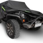 Waterproof Cover for Jeep Wrangler JK JL CJ YJ TJ 4 Door 1987-2026 Outdoor Sun Rain Wind Snow Protection Dustproof Covers with Driver Door Zipper Black