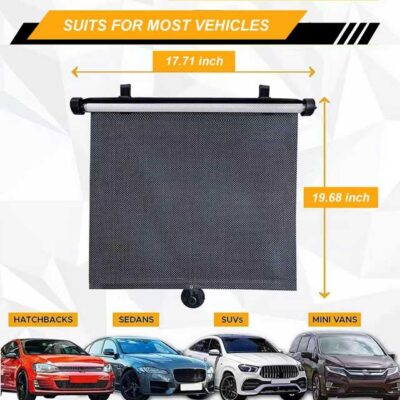 2PCS Car Window Shades for Baby, 17.71"×19.68" Retractable Car Shades for Side Window with Suction Cups,UV Rays Glare Protection Roller Sunshade Visor for Baby, Kids, Pets, Passengers - Image 3