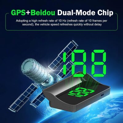 Car Heads Up Display, HUD GPS Speedometer, Large Font Brightness Adjustment Speed Projection, Plug and Play Cigarette Lighter Powered Accessory for Most Car Models (Green) - Image 4