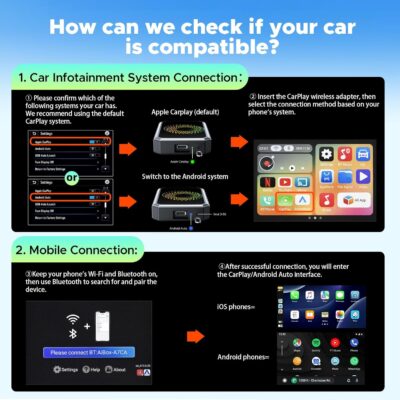 LAMTTO 3-in-1 Wireless Carplay Android Auto Adapter Built-in Net-Flix YouTube Tiktok Apps Magic Box Video Player with 5.8GHz WiFi USB Drive Convert Wired to Wireless for OEM CarPlay Cars (2016-2024) - Image 7
